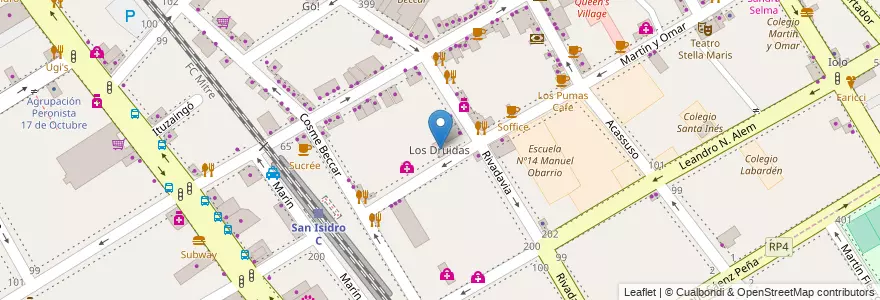 Mapa de ubicacion de Los Druidas en アルゼンチン, ブエノスアイレス州, Partido De San Isidro, San Isidro.