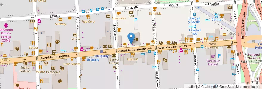 Mapa de ubicacion de Los Inmortales - Corrientes, San Nicolas en 아르헨티나, Ciudad Autónoma De Buenos Aires, Comuna 1, 부에노스아이레스.