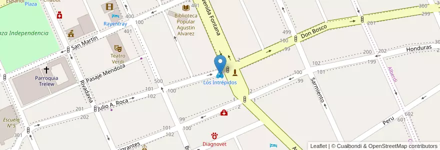 Mapa de ubicacion de Los Intrépidos en الأرجنتين, شوبوت, Trelew, Departamento Rawson.