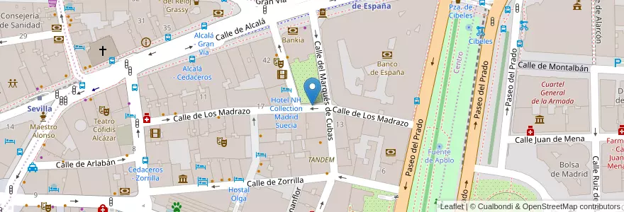 Mapa de ubicacion de LOS MADRAZO, CALLE, DE,21 en اسپانیا, بخش خودمختار مادرید, بخش خودمختار مادرید, Área Metropolitana De Madrid Y Corredor Del Henares, مادرید.