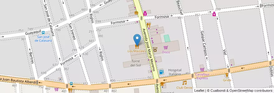 Mapa de ubicacion de Los Maizales, Caballito en 阿根廷, Ciudad Autónoma De Buenos Aires, 布宜诺斯艾利斯, Comuna 6.