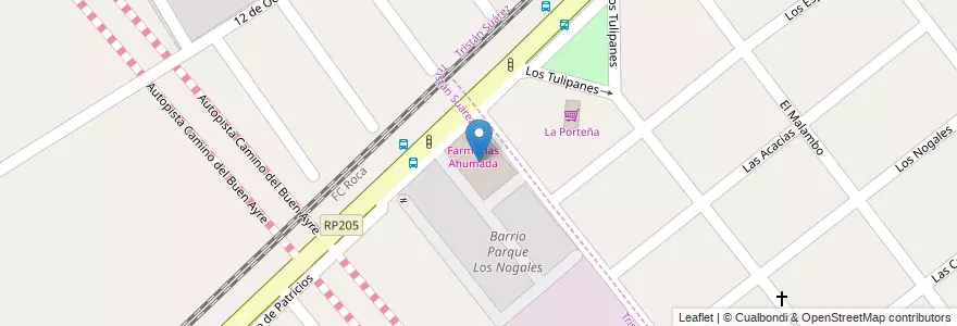 Mapa de ubicacion de Los Nogales Shopping en アルゼンチン, ブエノスアイレス州, Partido De Ezeiza, Tristán Suárez.