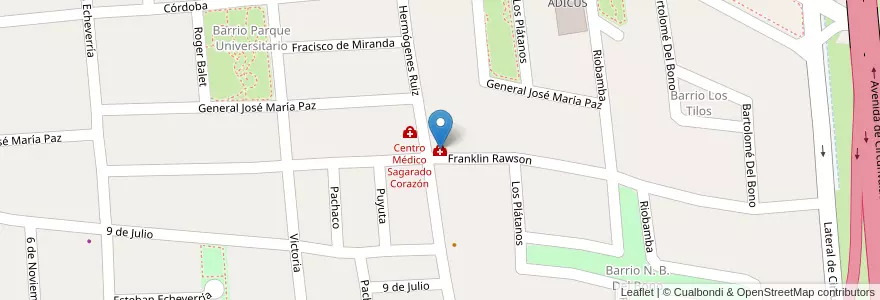Mapa de ubicacion de Los Olivos Consultorios en 아르헨티나, San Juan, 칠레, Capital.
