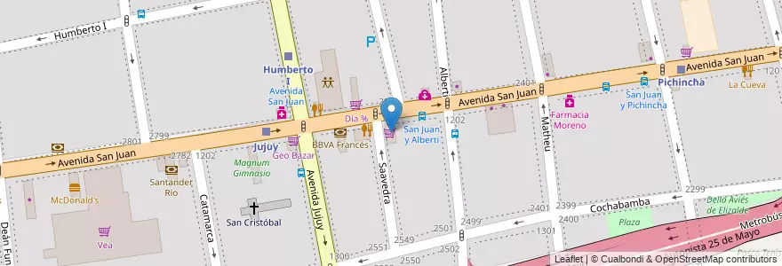 Mapa de ubicacion de Los PamPas, San Cristobal en Argentinië, Ciudad Autónoma De Buenos Aires, Comuna 3, Buenos Aires.