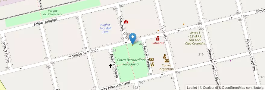 Mapa de ubicacion de Los Pinares en Argentinien, Santa Fe, Departamento General López, Municipio De Hughes, Hughes.