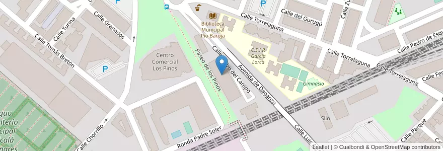 Mapa de ubicacion de Los Pinos en 西班牙, Comunidad De Madrid, Comunidad De Madrid, Área Metropolitana De Madrid Y Corredor Del Henares, Alcalá De Henares.
