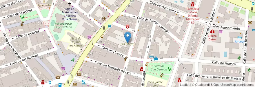 Mapa de ubicacion de Los Pitufos en Spanien, Autonome Gemeinschaft Madrid, Autonome Gemeinschaft Madrid, Área Metropolitana De Madrid Y Corredor Del Henares, Madrid.