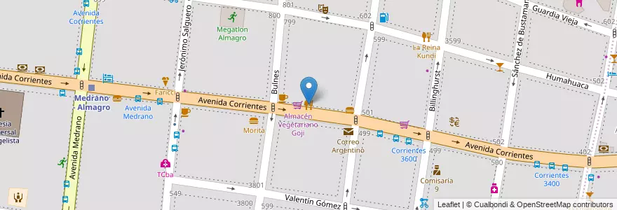 Mapa de ubicacion de Los Sabios Restaurante Vegetariano, Almagro en Argentina, Ciudad Autónoma De Buenos Aires, Comuna 5, Buenos Aires.
