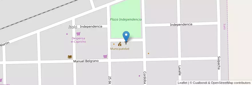 Mapa de ubicacion de Los Sagrados Corazones en Argentinië, Córdoba, Departamento General Roca, Pedanía Italó, Municipio De Italó, Italó.