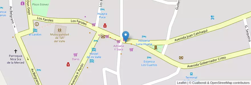 Mapa de ubicacion de Los Santiagueños en アルゼンチン, トゥクマン州, Departamento Tafí Del Valle, Municipio De Tafí Del Valle, Tafí Del Valle.