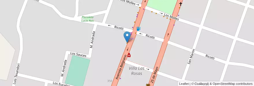 Mapa de ubicacion de Los Tilos en アルゼンチン, コルドバ州, Departamento San Javier, Municipio De Villa De Las Rosas, Pedanía Rosas, Villa Las Rosas.