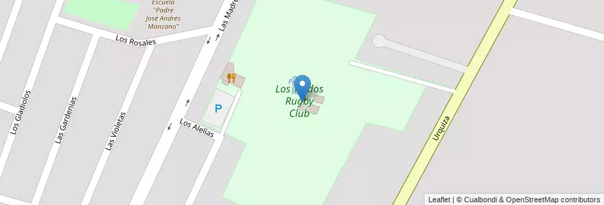 Mapa de ubicacion de Los Tordos Rugby Club en Argentinië, Chili, Mendoza, Departamento Guaymallén, Distrito San Francisco Del Monte.