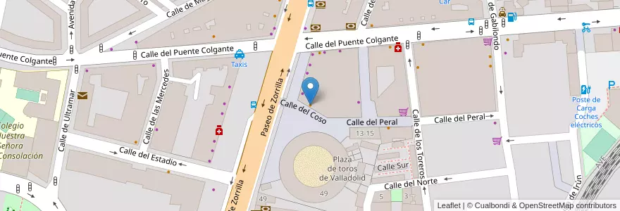 Mapa de ubicacion de Los Toreros en スペイン, カスティーリャ・イ・レオン州, Valladolid, Valladolid.