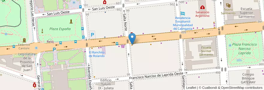 Mapa de ubicacion de Los Troncos en Argentinien, San Juan, Chile, Capital.
