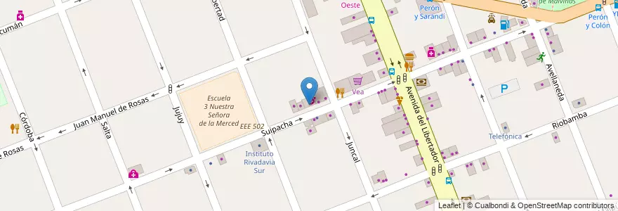 Mapa de ubicacion de Los Troncos en Argentinien, Provinz Buenos Aires, Partido De Merlo, Merlo.