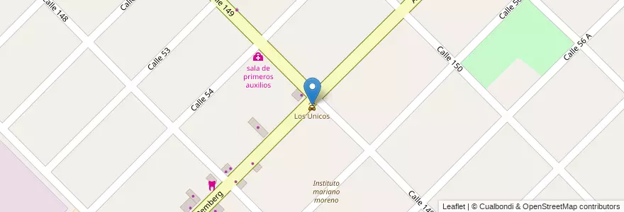 Mapa de ubicacion de Los Unicos en الأرجنتين, بوينس آيرس, Partido De Berazategui, Hudson.