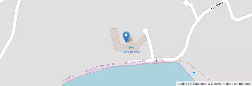 Mapa de ubicacion de Los Yamanas en 阿根廷, Departamento Ushuaia, 智利, 火地省, Ushuaia.