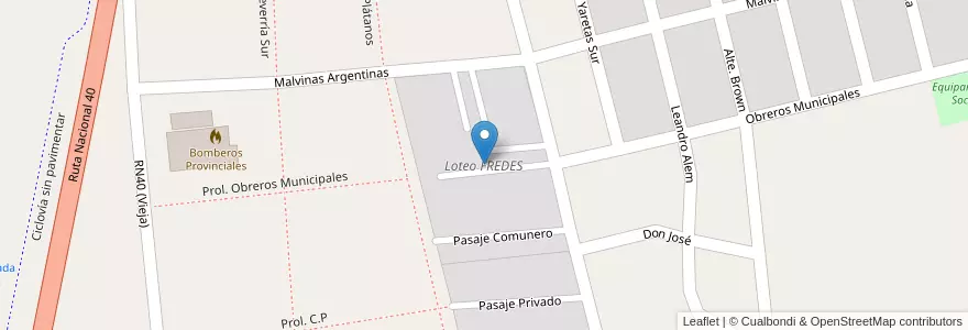 Mapa de ubicacion de Loteo FREDES en アルゼンチン, チリ, メンドーサ州, Departamento Tunuyán, Distrito El Totoral.