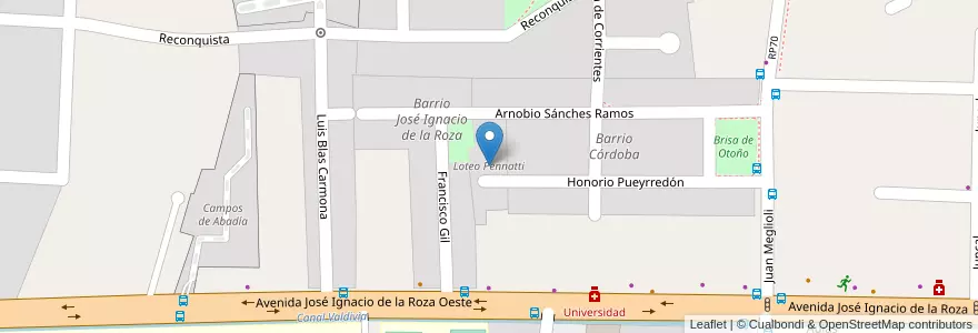 Mapa de ubicacion de Loteo Pennatti en Argentina, San Juan, Chile, Rivadavia.