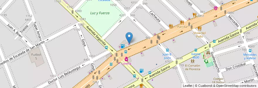 Mapa de ubicacion de Lotería de la Ciudad, Floresta en 아르헨티나, Ciudad Autónoma De Buenos Aires, 부에노스아이레스, Comuna 10.