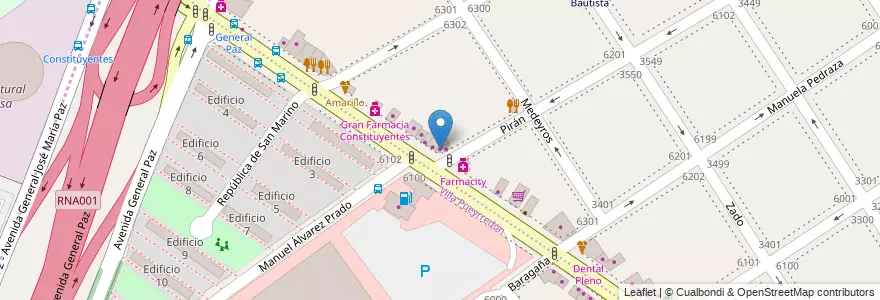 Mapa de ubicacion de Lotería de la Ciudad, Villa Urquiza en Аргентина, Буэнос-Айрес, Comuna 12, Буэнос-Айрес.