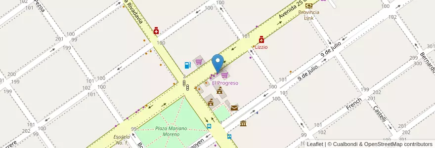Mapa de ubicacion de Loteria de la Provincia en Arjantin, Buenos Aires, Partido De San Vicente.