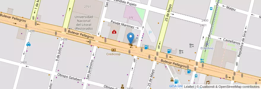 Mapa de ubicacion de Loteria Santa Fe en الأرجنتين, سانتا في, إدارة العاصمة, سانتا في العاصمة, سانتا في.