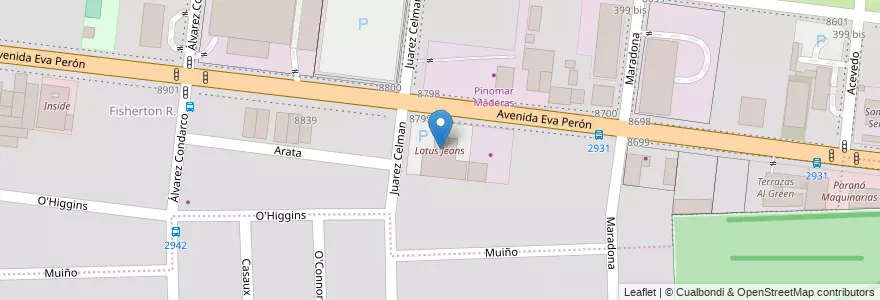 Mapa de ubicacion de Lotus Jeans en アルゼンチン, サンタフェ州, Departamento Rosario, Municipio De Rosario, ロサリオ.