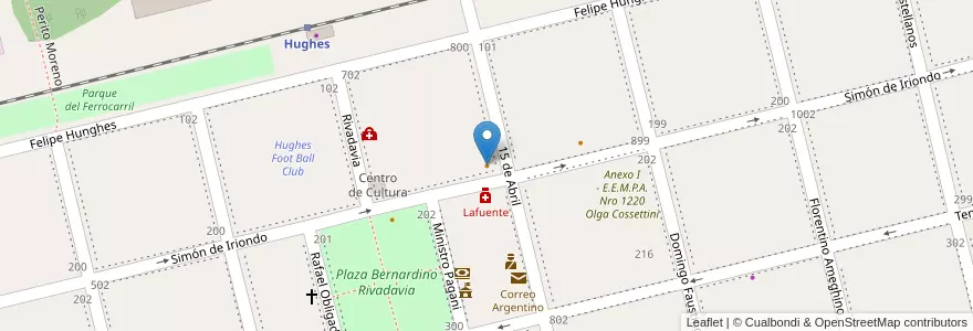 Mapa de ubicacion de Lu Night Resto Bar en アルゼンチン, サンタフェ州, Departamento General López, Municipio De Hughes, Hughes.
