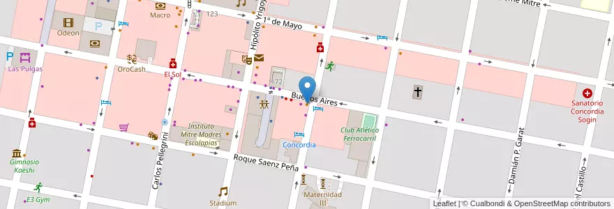 Mapa de ubicacion de Lua en アルゼンチン, エントレ・リオス州, Departamento Concordia, Distrito Suburbios, Concordia, Concordia.