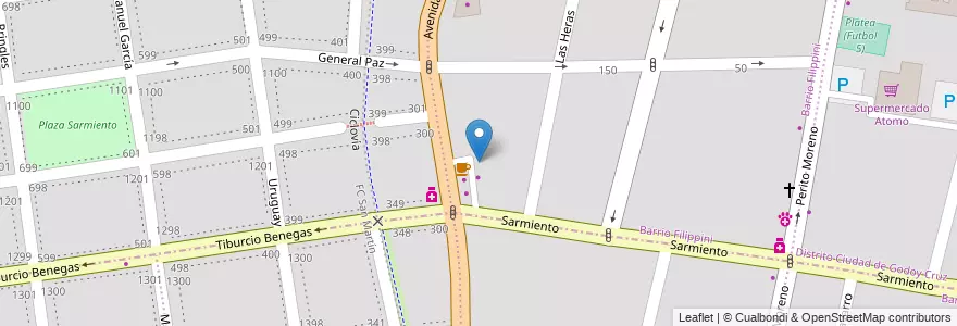 Mapa de ubicacion de Lubricentro Andino en Arjantin, Şili, Mendoza, Godoy Cruz, Departamento Godoy Cruz.