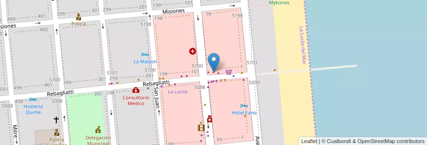 Mapa de ubicacion de Lucca en Argentine, La Lucila Del Mar.