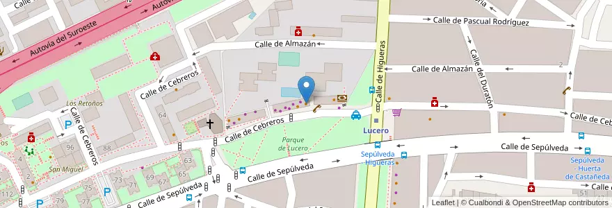 Mapa de ubicacion de Lucero en 西班牙, Comunidad De Madrid, Comunidad De Madrid, Área Metropolitana De Madrid Y Corredor Del Henares, Madrid.