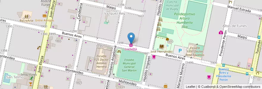 Mapa de ubicacion de Luchetta en آرژانتین, سانتافه, Departamento Rosario, Municipio De Funes, Funes.