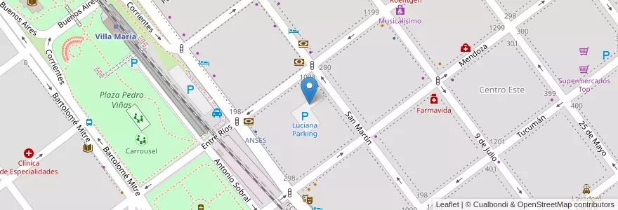 Mapa de ubicacion de Luciana Parking en 아르헨티나, Córdoba, Departamento General San Martín, Pedanía Villa María, Municipio De Villa María, Villa María.