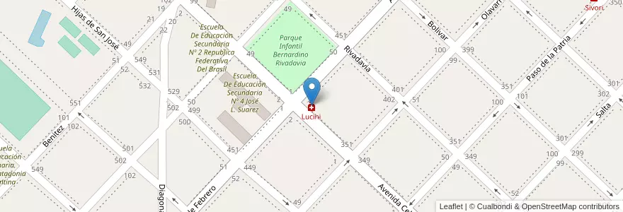 Mapa de ubicacion de Lucini en 아르헨티나, 부에노스아이레스주, Partido De Chivilcoy, Chivilcoy.