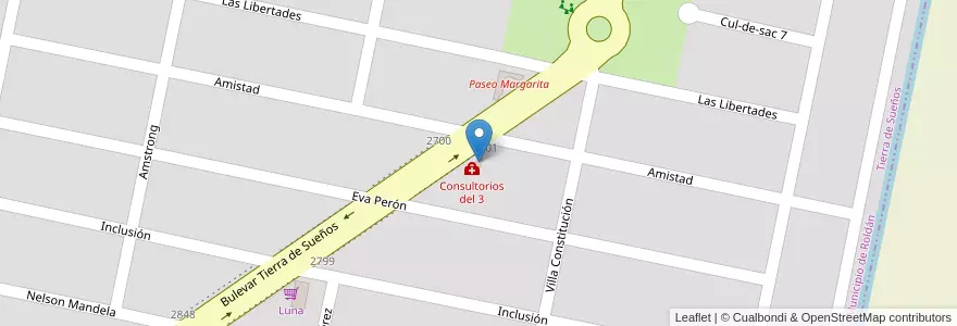 Mapa de ubicacion de Luigi's en Аргентина, Санта-Фе, Departamento San Lorenzo, Municipio De Roldán, Roldán.