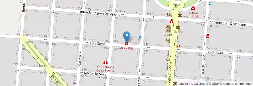 Mapa de ubicacion de Luis Costa en Arjantin, Buenos Aires, Partido De Campana.