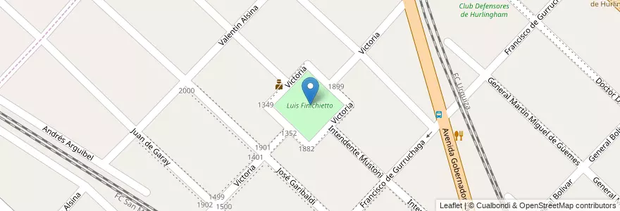 Mapa de ubicacion de Luis Finichietto en 阿根廷, 布宜诺斯艾利斯省, Partido De Hurlingham, Hurlingham.
