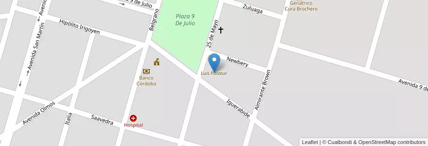 Mapa de ubicacion de Luis Pasteur en アルゼンチン, コルドバ州, Departamento Presidente Roque Sáenz Peña, Pedanía La Amarga, Municipio De Melo, Melo.