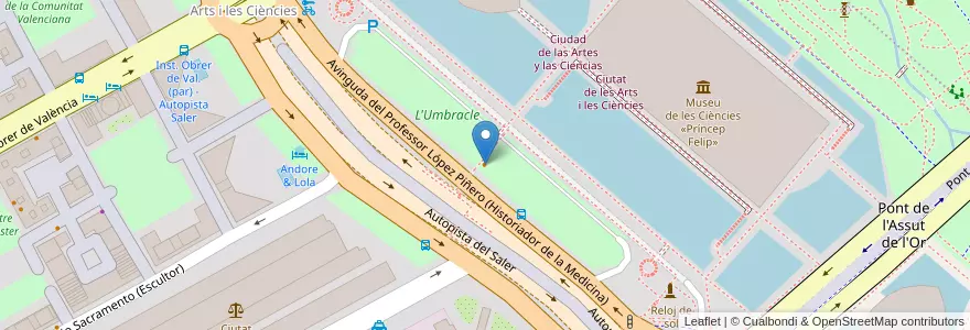 Mapa de ubicacion de L'Umbracle terraza en 스페인, Comunitat Valenciana, València / Valencia, Comarca De València, València.