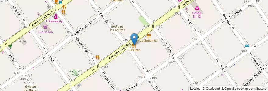 Mapa de ubicacion de Lumiere, Villa Urquiza en 阿根廷, Ciudad Autónoma De Buenos Aires, Comuna 12, 布宜诺斯艾利斯.