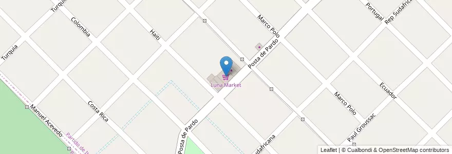Mapa de ubicacion de Luna Market en アルゼンチン, ブエノスアイレス州, Partido De Ituzaingó, Ituzaingó.