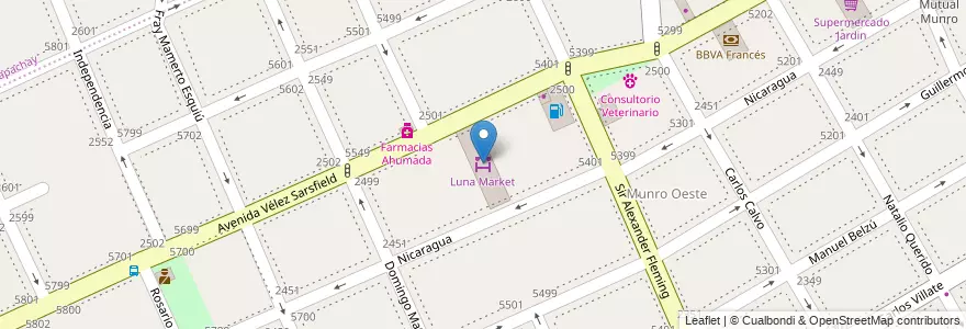 Mapa de ubicacion de Luna Market en 아르헨티나, 부에노스아이레스주, Partido De Vicente López, Vicente López.