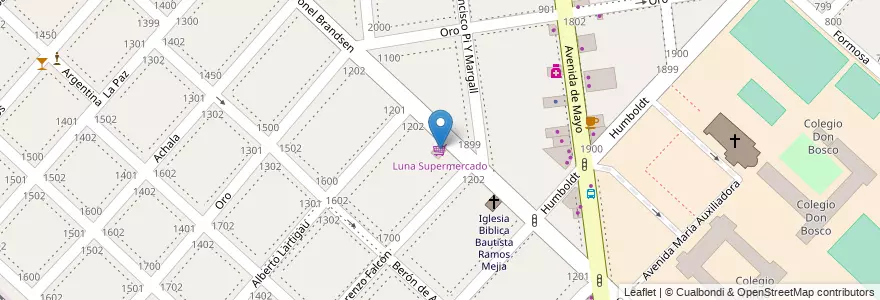 Mapa de ubicacion de Luna Supermercado en Arjantin, Buenos Aires, Partido De La Matanza, Ramos Mejía.