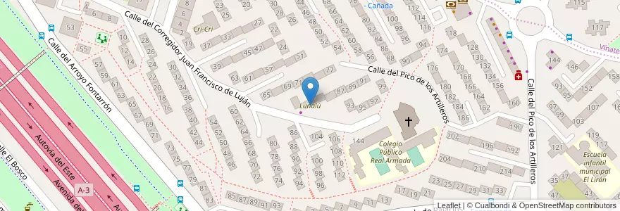 Mapa de ubicacion de Lunalú en 西班牙, Comunidad De Madrid, Comunidad De Madrid, Área Metropolitana De Madrid Y Corredor Del Henares, Madrid.