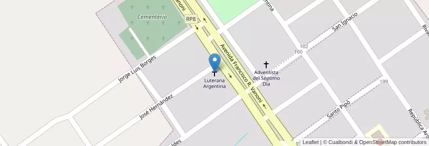 Mapa de ubicacion de Luterana Argentina en Argentinien, Misiones, Departamento Cainguás, Municipio De Campo Grande, Campo Grande.