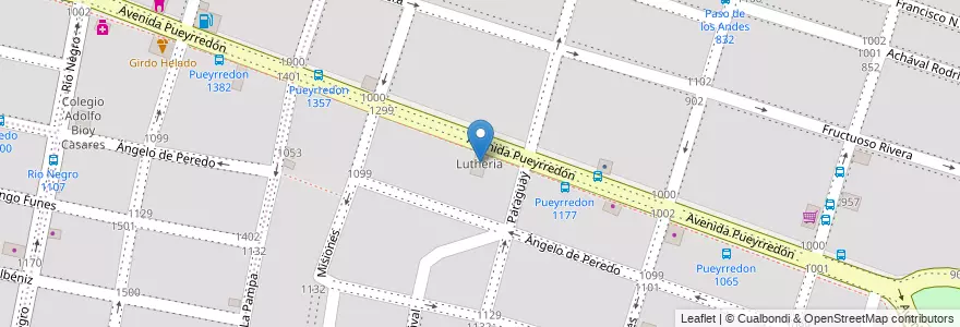 Mapa de ubicacion de Lutheria en Argentina, Córdova, Departamento Capital, Pedanía Capital, Córdoba, Municipio De Córdoba.