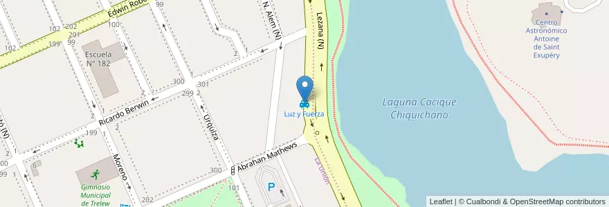 Mapa de ubicacion de Luz y Fuerza en Arjantin, Chubut, Trelew, Departamento Rawson.