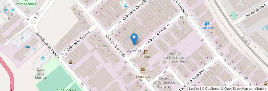 Mapa de ubicacion de Luz y Vida en Spanien, Autonome Gemeinschaft Madrid, Autonome Gemeinschaft Madrid, Cuenca Del Henares, Rivas-Vaciamadrid.